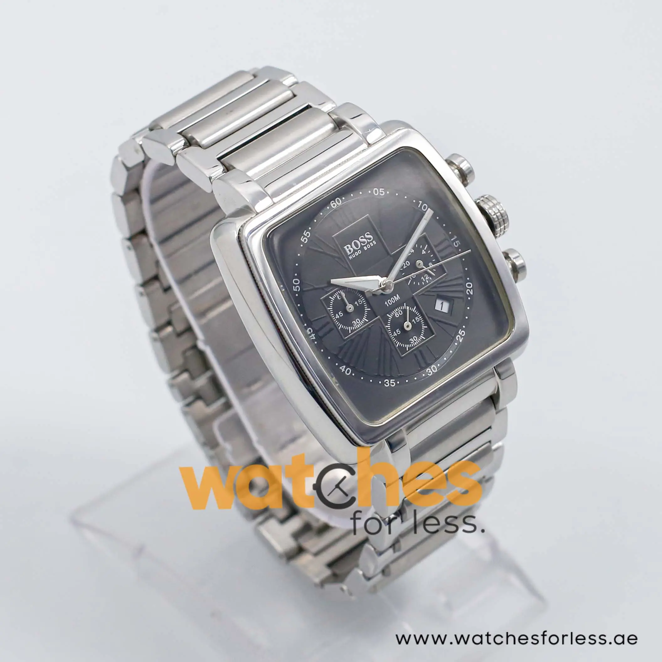 Hugo Boss Men’s Quartz Silver Stainless Steel Black Dial 42mm Watch 1512066 UAE DUBAI AJMAN SHARJAH ABU DHABI RAS AL KHAIMA UMM UL QUWAIN ALAIN FUJAIRAH