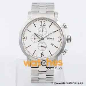 Hugo Boss Men’s Quartz Silver Stainless Steel Off-White Dial 42mm Watch 1512079 UAE DUBAI AJMAN SHARJAH ABU DHABI RAS AL KHAIMA UMM UL QUWAIN ALAIN FUJAIRAH