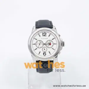 Tommy Hilfiger Men’s Quartz Black Leather Strap White Dial 44mm Watch 1710241 UAE DUBAI AJMAN SHARJAH ABU DHABI RAS AL KHAIMA UMM UL QUWAIN ALAIN FUJAIRAH