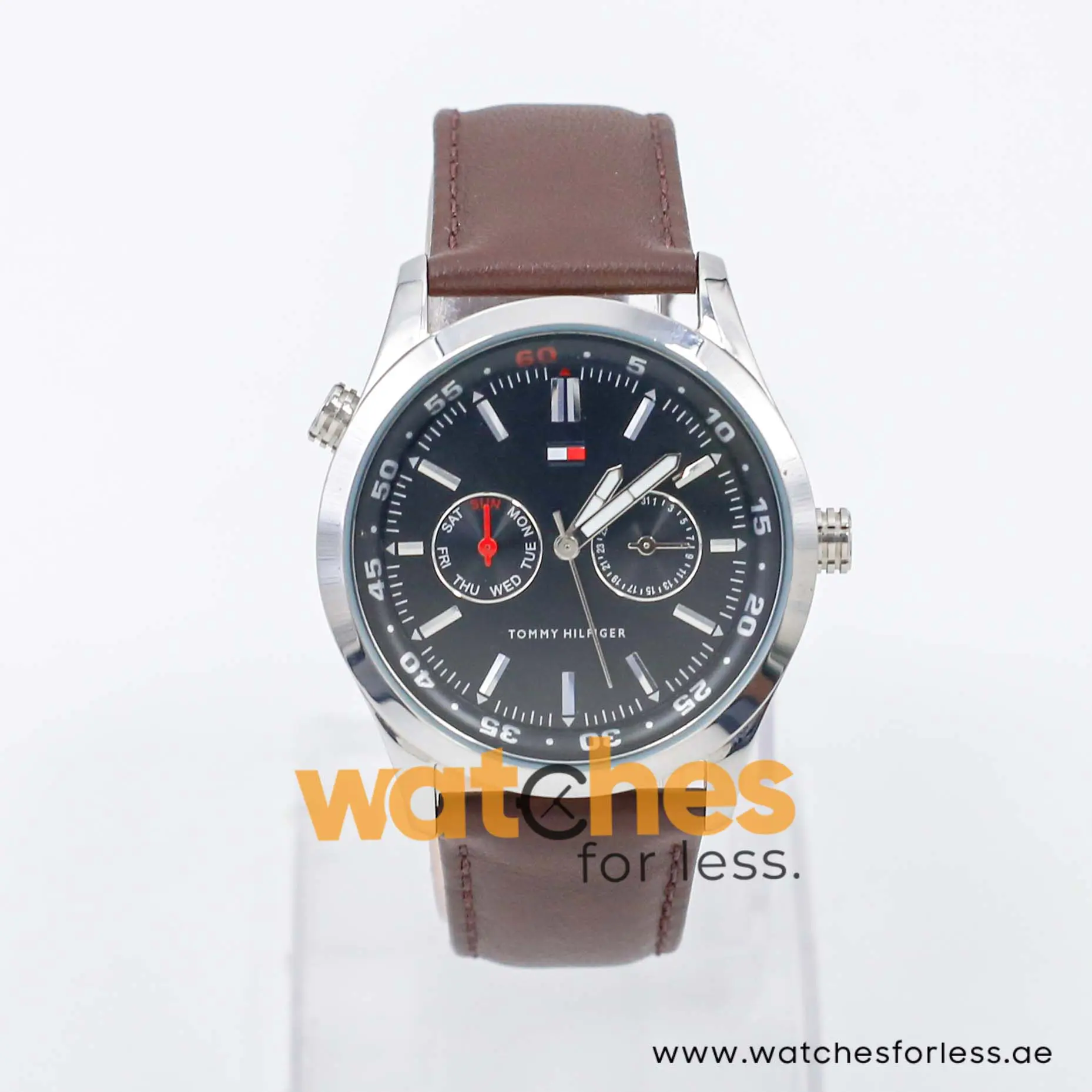 Tommy Hilfiger Men’s Quartz Dark Brown Leather Strap Black Dial 41mm Watch 1710061 UAE DUBAI AJMAN SHARJAH ABU DHABI RAS AL KHAIMA UMM UL QUWAIN ALAIN FUJAIRAH