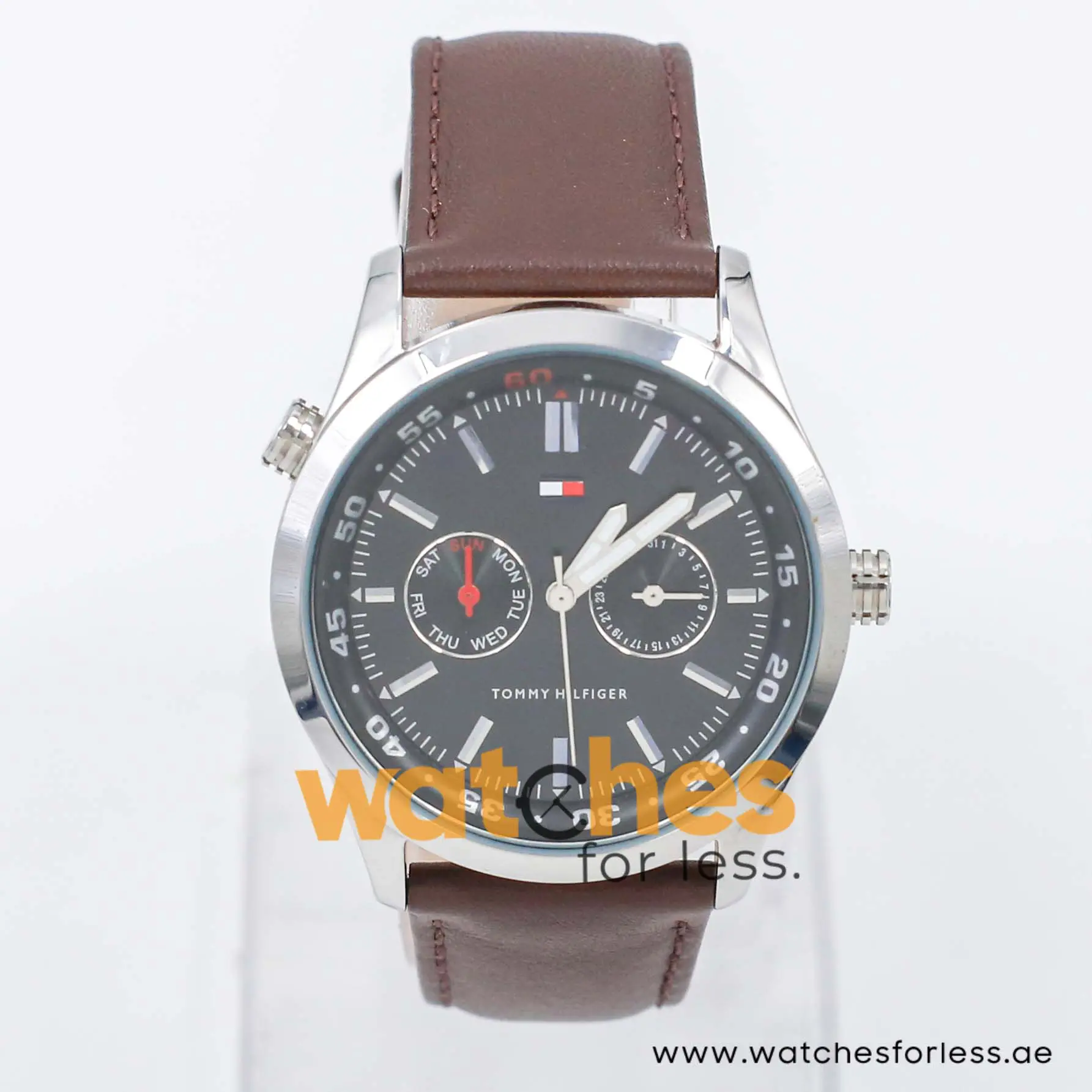 Tommy Hilfiger Men’s Quartz Dark Brown Leather Strap Black Dial 41mm Watch 1710061 UAE DUBAI AJMAN SHARJAH ABU DHABI RAS AL KHAIMA UMM UL QUWAIN ALAIN FUJAIRAH