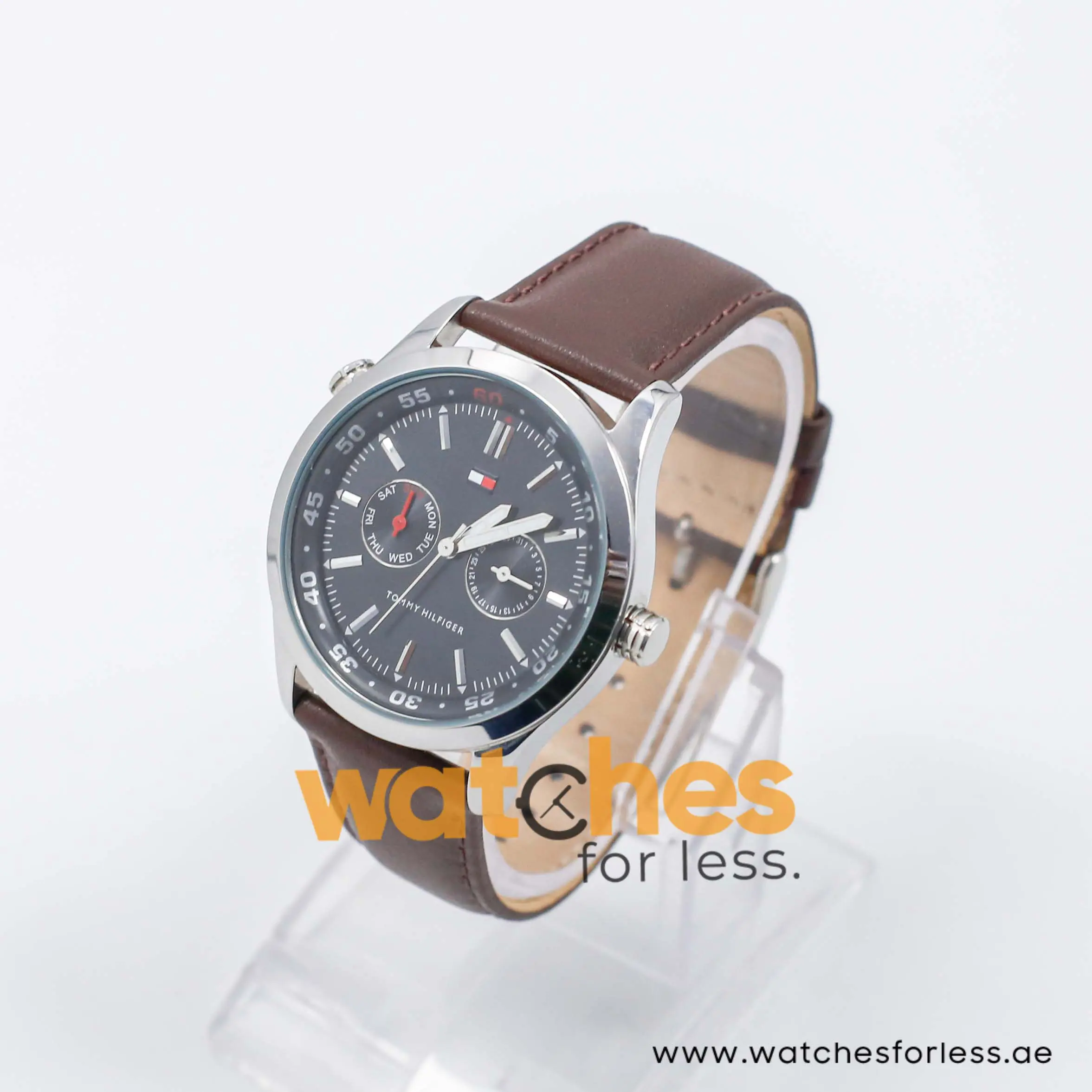 Tommy Hilfiger Men’s Quartz Dark Brown Leather Strap Black Dial 41mm Watch 1710061 UAE DUBAI AJMAN SHARJAH ABU DHABI RAS AL KHAIMA UMM UL QUWAIN ALAIN FUJAIRAH