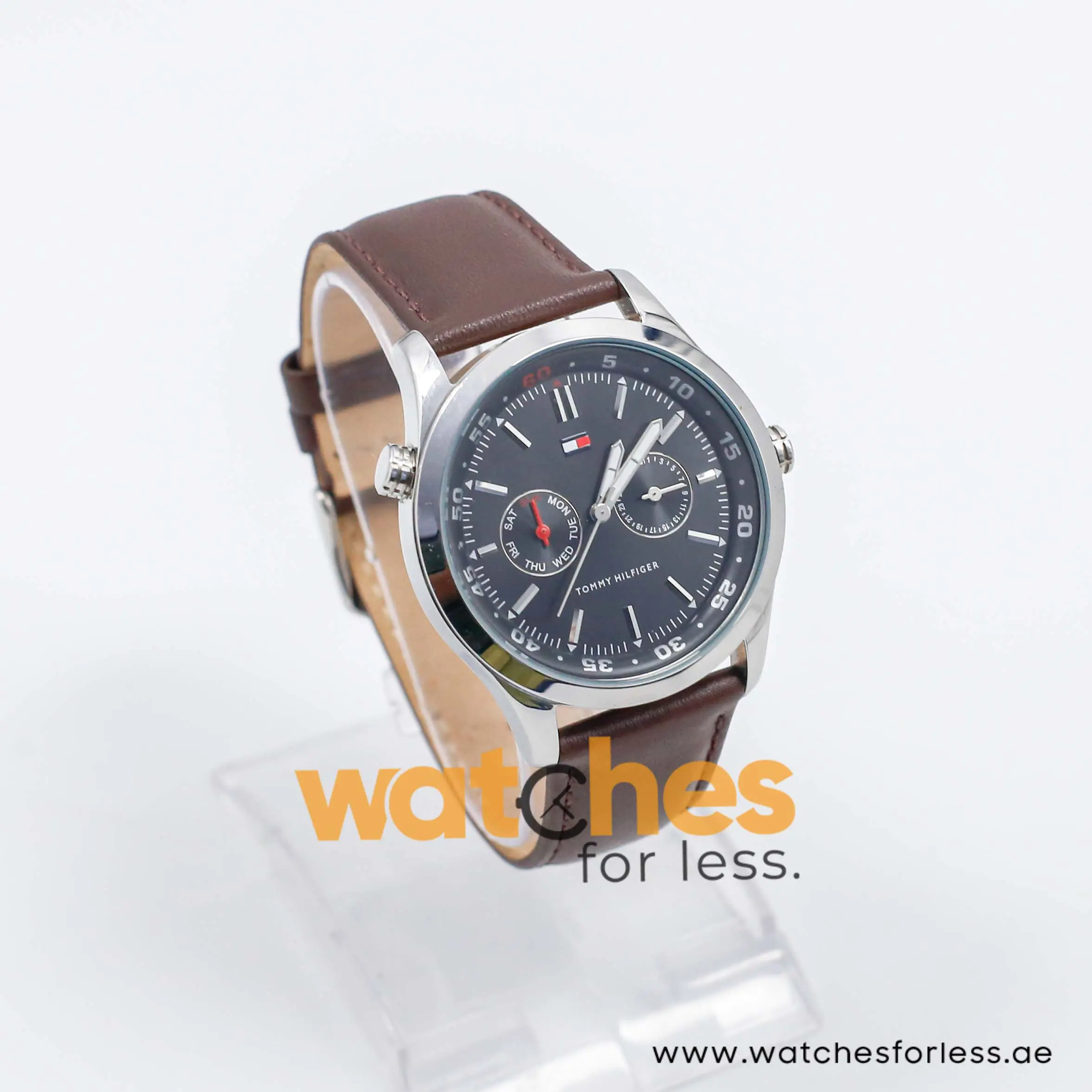 Tommy Hilfiger Men’s Quartz Dark Brown Leather Strap Black Dial 41mm Watch 1710061 UAE DUBAI AJMAN SHARJAH ABU DHABI RAS AL KHAIMA UMM UL QUWAIN ALAIN FUJAIRAH