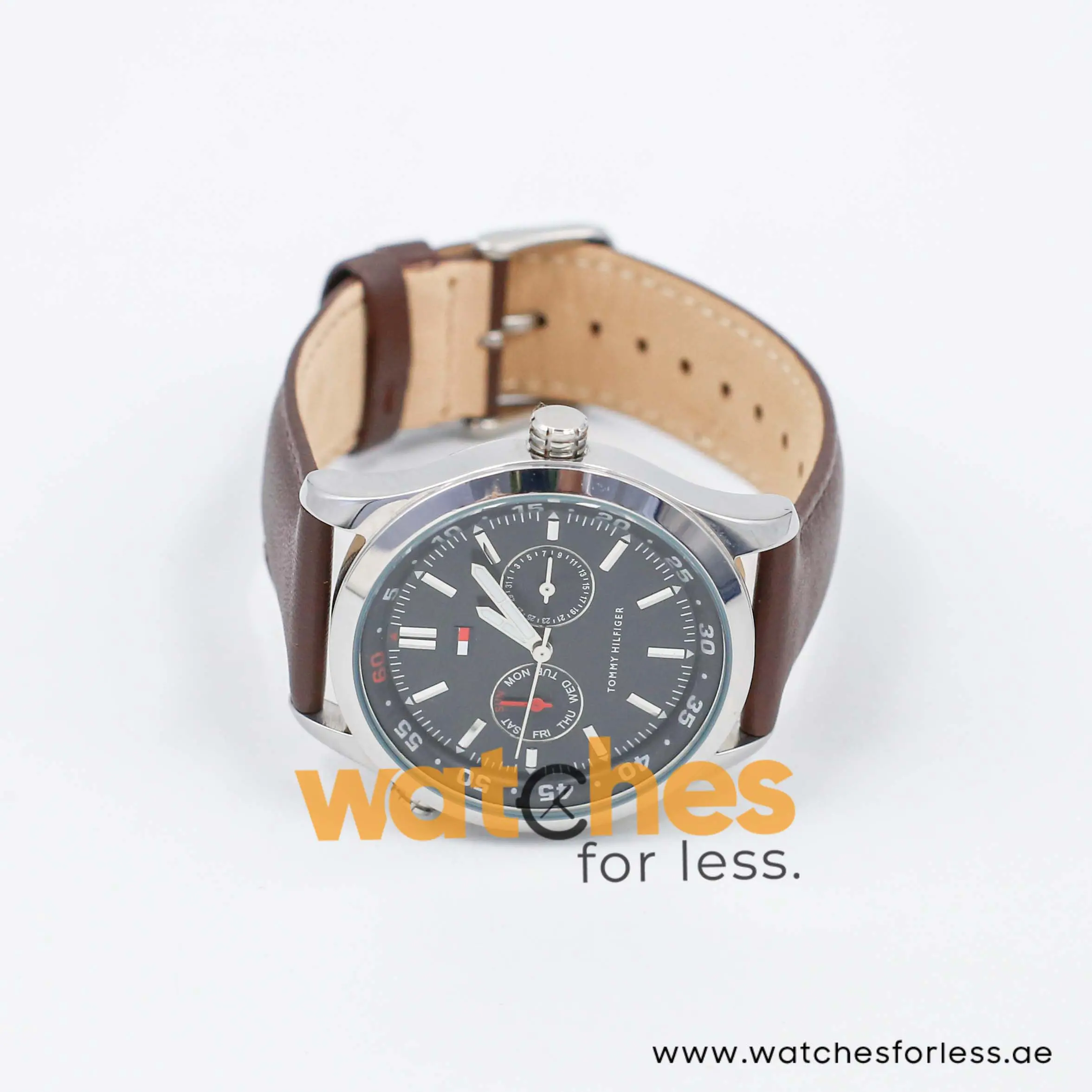 Tommy Hilfiger Men’s Quartz Dark Brown Leather Strap Black Dial 41mm Watch 1710061 UAE DUBAI AJMAN SHARJAH ABU DHABI RAS AL KHAIMA UMM UL QUWAIN ALAIN FUJAIRAH