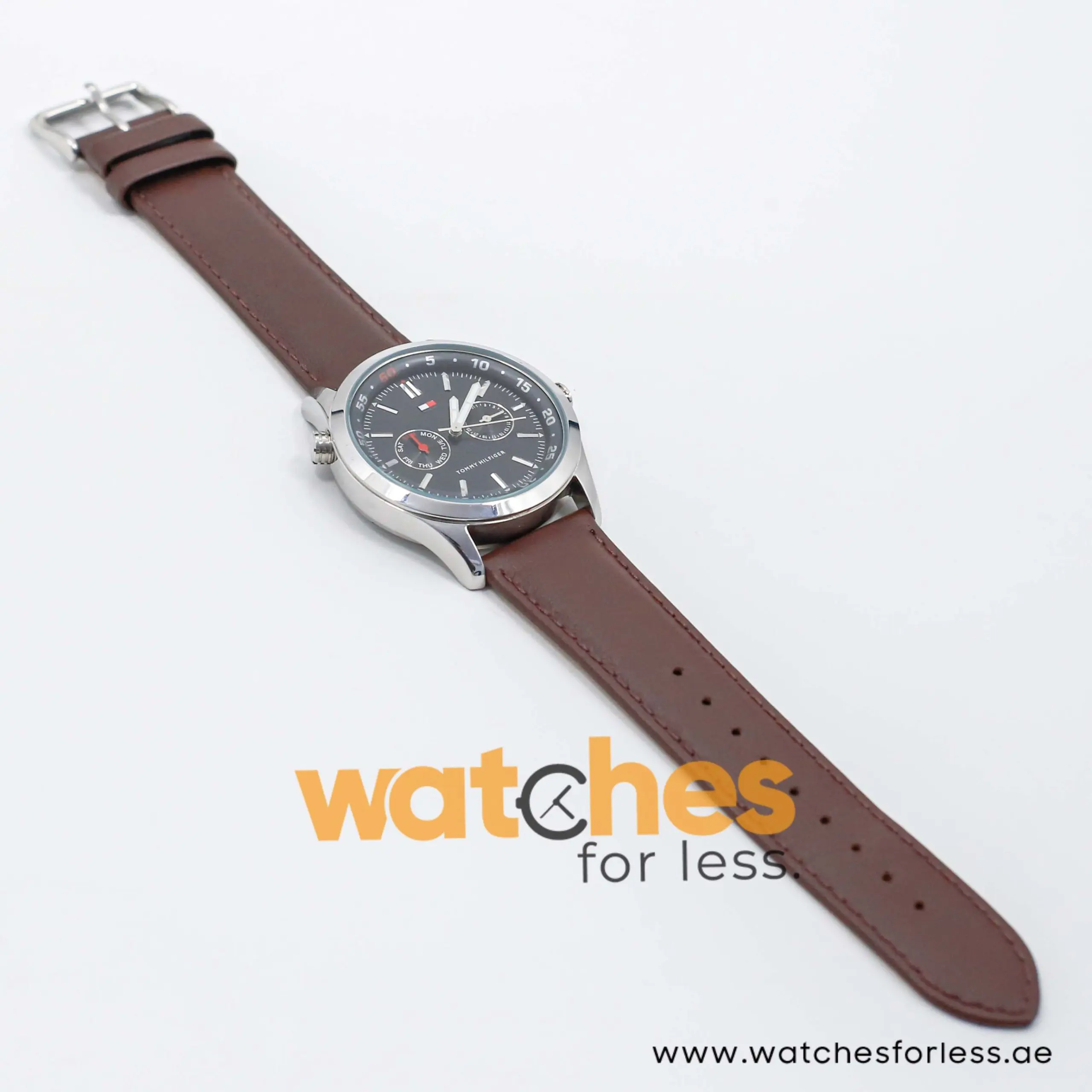 Tommy Hilfiger Men’s Quartz Dark Brown Leather Strap Black Dial 41mm Watch 1710061 UAE DUBAI AJMAN SHARJAH ABU DHABI RAS AL KHAIMA UMM UL QUWAIN ALAIN FUJAIRAH