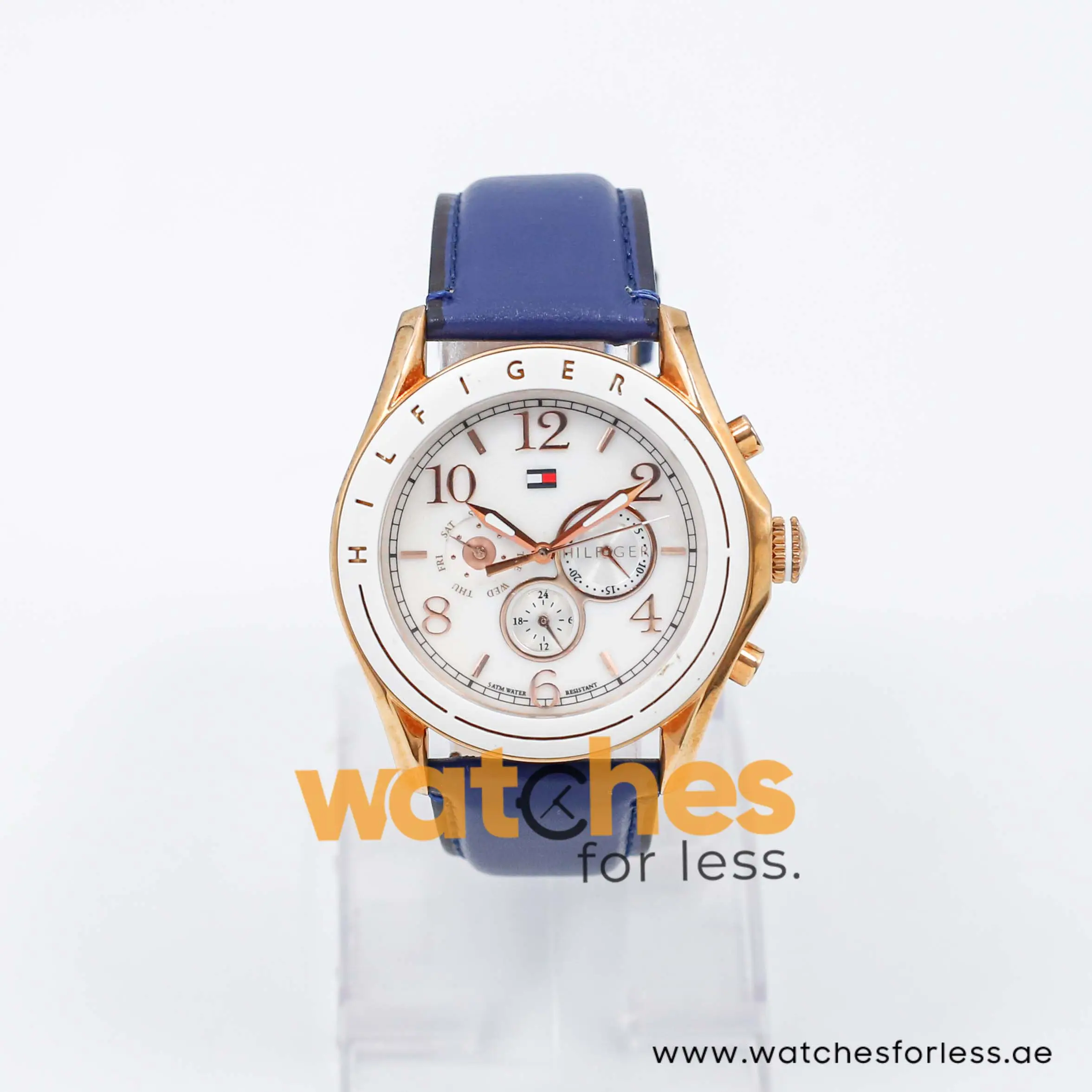 Tommy Hilfiger Women’s Quartz Blue Leather Strap Mother Of Pearl White Dial 45mm Watch 1781051 UAE DUBAI AJMAN SHARJAH ABU DHABI RAS AL KHAIMA UMM UL QUWAIN ALAIN FUJAIRAH