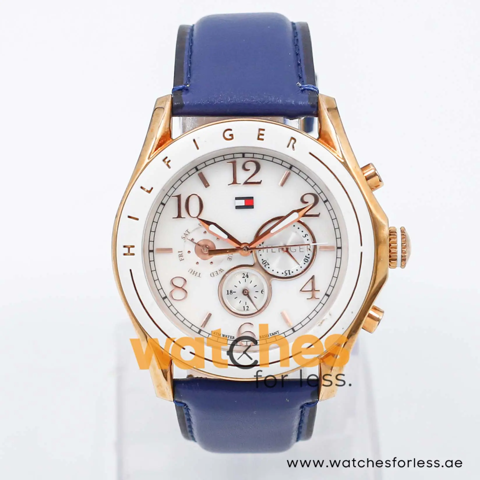 Tommy Hilfiger Women’s Quartz Blue Leather Strap Mother Of Pearl White Dial 45mm Watch 1781051 UAE DUBAI AJMAN SHARJAH ABU DHABI RAS AL KHAIMA UMM UL QUWAIN ALAIN FUJAIRAH