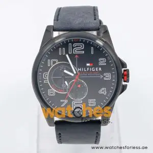 Tommy Hilfiger Men’s Quartz Black Leather Strap Black Dial 46mm Watch 1791005 UAE DUBAI AJMAN SHARJAH ABU DHABI RAS AL KHAIMA UMM UL QUWAIN ALAIN FUJAIRAH