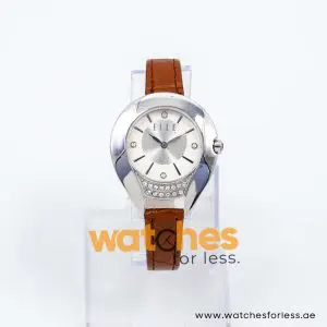 Elle Women’s Quartz Brown Leather Strap Silver & White Dial 35mm Watch EL0002 UAE DUBAI AJMAN SHARJAH ABU DHABI RAS AL KHAIMA UMM UL QUWAIN ALAIN FUJAIRAH