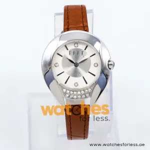 Elle Women’s Quartz Brown Leather Strap Silver & White Dial 35mm Watch EL0002 UAE DUBAI AJMAN SHARJAH ABU DHABI RAS AL KHAIMA UMM UL QUWAIN ALAIN FUJAIRAH