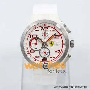 Ferrari Men’s Quartz White Silicone Strap White Dial 44mm Watch 0830016 UAE DUBAI AJMAN SHARJAH ABU DHABI RAS AL KHAIMA UMM UL QUWAIN ALAIN FUJAIRAH
