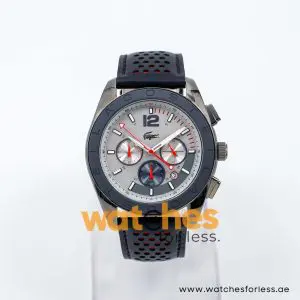 Lacoste Men’s Quartz Black Leather Strap Grey Dial 45mm Watch 2010667 UAE DUBAI AJMAN SHARJAH ABU DHABI RAS AL KHAIMA UMM UL QUWAIN ALAIN FUJAIRAH