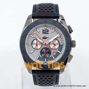 Lacoste Men’s Quartz Black Leather Strap Grey Dial 45mm Watch 2010667 UAE DUBAI AJMAN SHARJAH ABU DHABI RAS AL KHAIMA UMM UL QUWAIN ALAIN FUJAIRAH