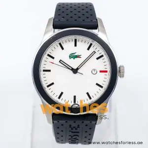 Lacoste Men’s Quartz Black Silicone Strap White Dial 42mm Watch 2010391 UAE DUBAI AJMAN SHARJAH ABU DHABI RAS AL KHAIMA UMM UL QUWAIN ALAIN FUJAIRAH