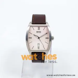 Hugo Boss Men’s Quartz Dark Brown Leather Off-White Dial 37mm Watch 1512026 UAE DUBAI AJMAN SHARJAH ABU DHABI RAS AL KHAIMA UMM UL QUWAIN ALAIN FUJAIRAH
