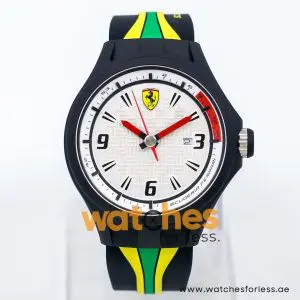 Ferrari Men’s Quartz Multi Silicone Strap White Dial 44mm Watch 830071 UAE DUBAI AJMAN SHARJAH ABU DHABI RAS AL KHAIMA UMM UL QUWAIN ALAIN FUJAIRAH