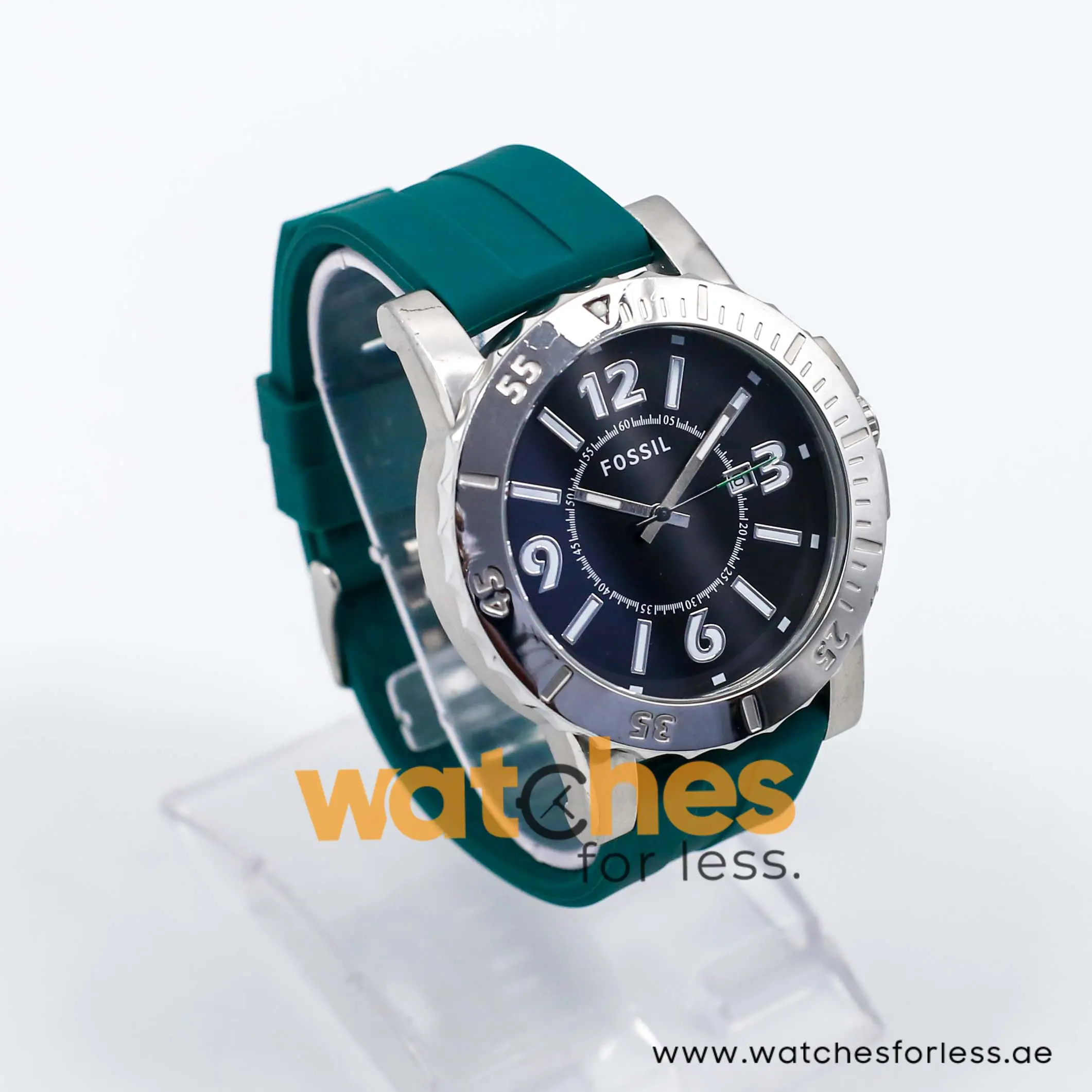 Fossil Men’s Quartz Green Silicone Strap Black Dial 45mm Watch BQ1022/2 UAE DUBAI AJMAN SHARJAH ABU DHABI RAS AL KHAIMA UMM UL QUWAIN ALAIN FUJAIRAH