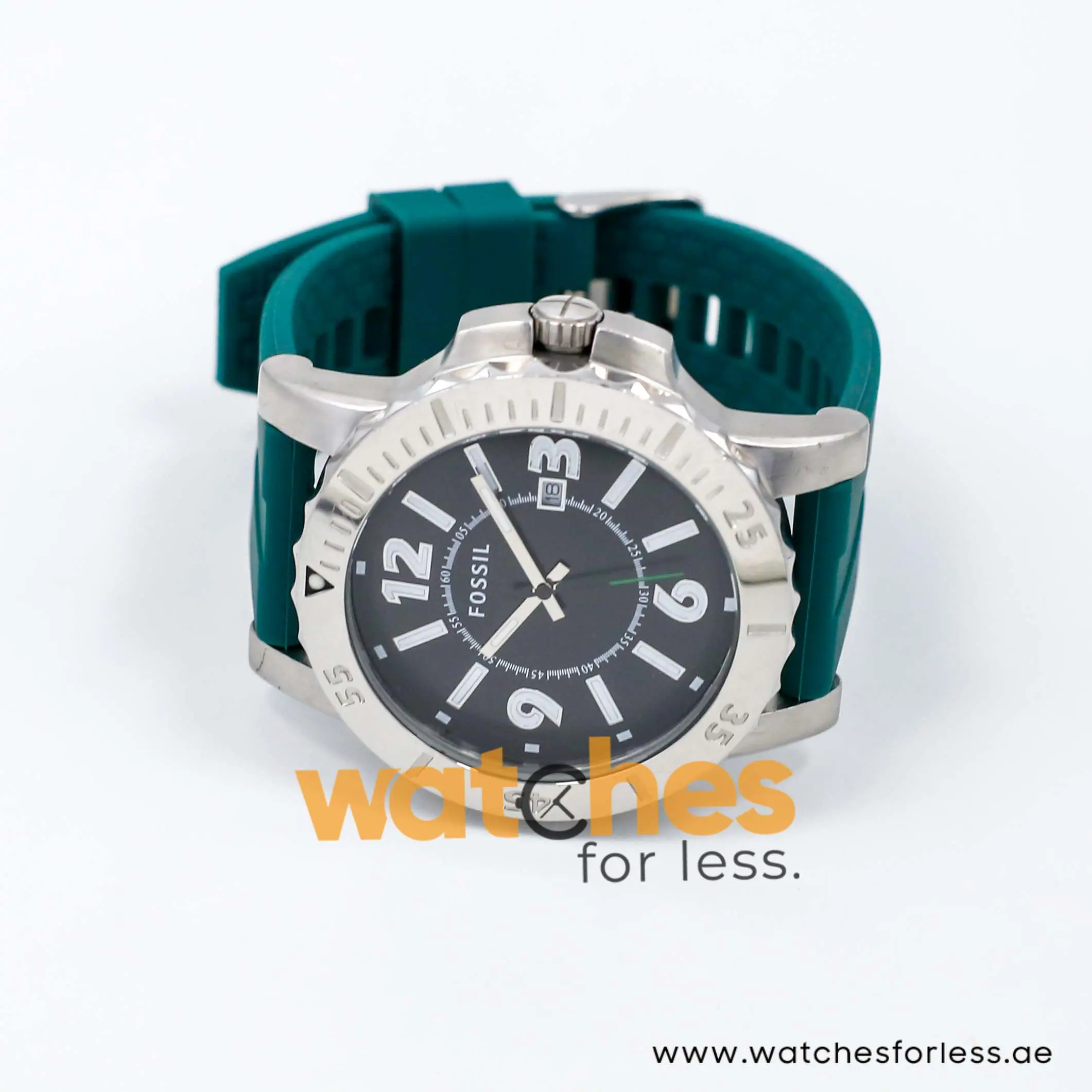 Fossil Men’s Quartz Green Silicone Strap Black Dial 45mm Watch BQ1022/2 UAE DUBAI AJMAN SHARJAH ABU DHABI RAS AL KHAIMA UMM UL QUWAIN ALAIN FUJAIRAH