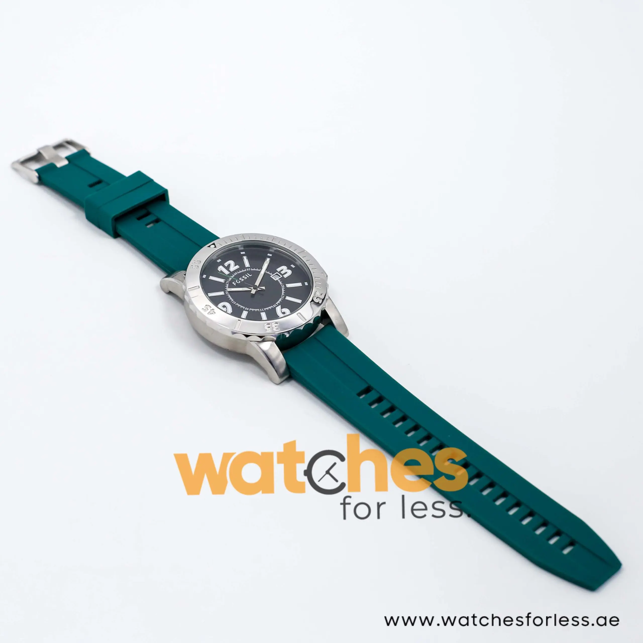 Fossil Men’s Quartz Green Silicone Strap Black Dial 45mm Watch BQ1022/2 UAE DUBAI AJMAN SHARJAH ABU DHABI RAS AL KHAIMA UMM UL QUWAIN ALAIN FUJAIRAH