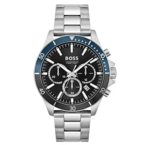 Hugo Boss Men’s Quartz Silver Stainless Steel Black Dial 45mm Watch 1514101 UAE DUBAI AJMAN SHARJAH ABU DHABI RAS AL KHAIMA UMM UL QUWAIN ALAIN FUJAIRAH