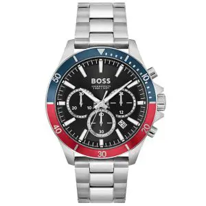 Hugo Boss Men’s Quartz Silver Stainless Steel Black Dial 45mm Watch 1514108 UAE DUBAI AJMAN SHARJAH ABU DHABI RAS AL KHAIMA UMM UL QUWAIN ALAIN FUJAIRAH
