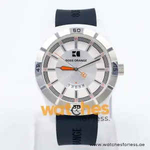 Hugo Boss Men’s Quartz Black Silicone Strap Silver Sunray Dial 44mm Watch 1512867 UAE DUBAI AJMAN SHARJAH ABU DHABI RAS AL KHAIMA UMM UL QUWAIN ALAIN FUJAIRAH