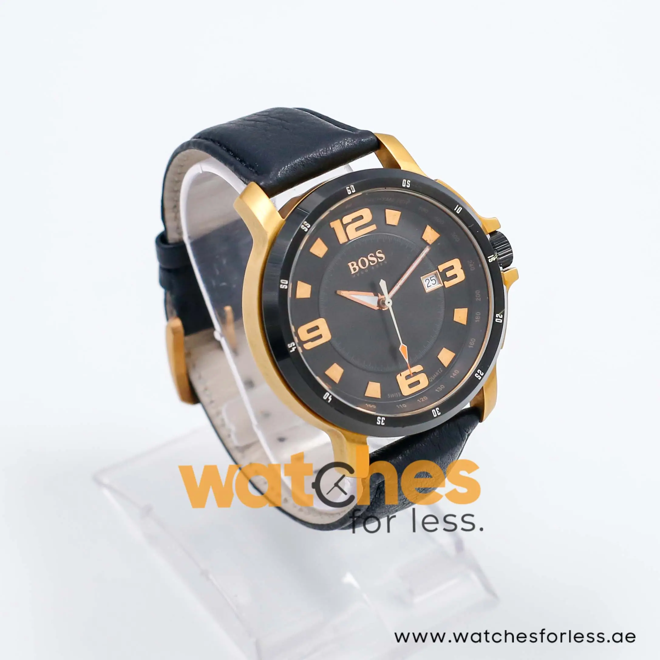 Hugo Boss Men’s Quartz Black Leather Strap Black Dial 47mm Watch 1512507 UAE DUBAI AJMAN SHARJAH ABU DHABI RAS AL KHAIMA UMM UL QUWAIN ALAIN FUJAIRAH