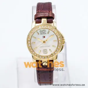 Tommy Hilfiger Women’s Quartz Dark Brown Leather Strap Mother Of Pearl Dial 29mm Watch F80172 UAE DUBAI AJMAN SHARJAH ABU DHABI RAS AL KHAIMA UMM UL QUWAIN ALAIN FUJAIRAH