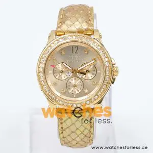 Juicy Couture Women’s Quartz Gold Leather Strap Champagne Dial 38mm Watch 1901062 UAE DUBAI AJMAN SHARJAH ABU DHABI RAS AL KHAIMA UMM UL QUWAIN ALAIN FUJAIRAH