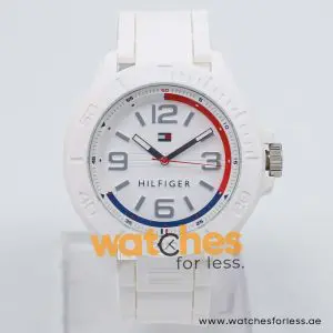 Tommy Hilfiger Men’s Quartz White Silicone Strap White Dial 46mm Watch 1790942 UAE DUBAI AJMAN SHARJAH ABU DHABI RAS AL KHAIMA UMM UL QUWAIN ALAIN FUJAIRAH