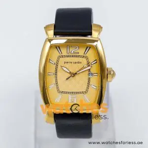 Pierre Cardin Men’s Quartz Black Leather Strap Gold Dial 36mm Watch PC10028/G7 UAE DUBAI AJMAN SHARJAH ABU DHABI RAS AL KHAIMA UMM UL QUWAIN ALAIN FUJAIRAH