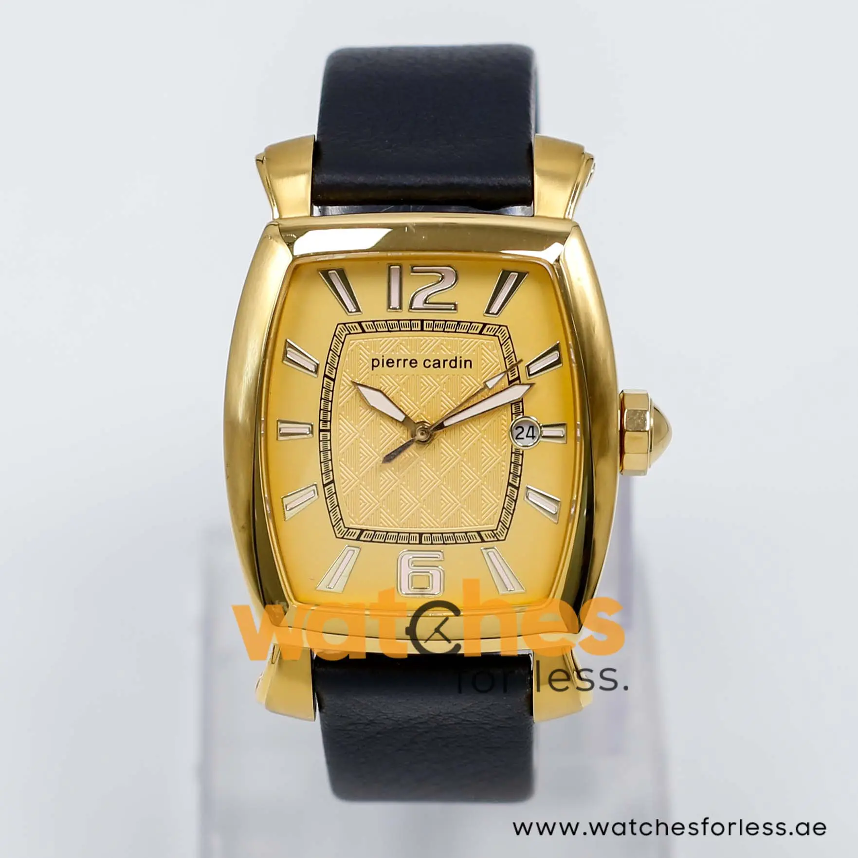 Pierre Cardin Men’s Quartz Black Leather Strap Gold Dial 36mm Watch PC10028/G7 UAE DUBAI AJMAN SHARJAH ABU DHABI RAS AL KHAIMA UMM UL QUWAIN ALAIN FUJAIRAH