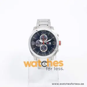 Tommy Hilfiger Men’s Quartz Silver Stainless Steel Black Dial 44mm Watch 1790981 UAE DUBAI AJMAN SHARJAH ABU DHABI RAS AL KHAIMA UMM UL QUWAIN ALAIN FUJAIRAH