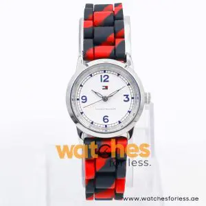 Tommy Hilfiger Women’s Quartz Black & Red Silicone Strap White Dial 29mm Watch 1781049 UAE DUBAI AJMAN SHARJAH ABU DHABI RAS AL KHAIMA UMM UL QUWAIN ALAIN FUJAIRAH