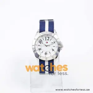Tommy Hilfiger Women’s Quartz Navy Blue & White Nylon Strap Mother Of Pearl Dial 40mm Watch TH1323141004 UAE DUBAI AJMAN SHARJAH ABU DHABI RAS AL KHAIMA UMM UL QUWAIN ALAIN FUJAIRAH