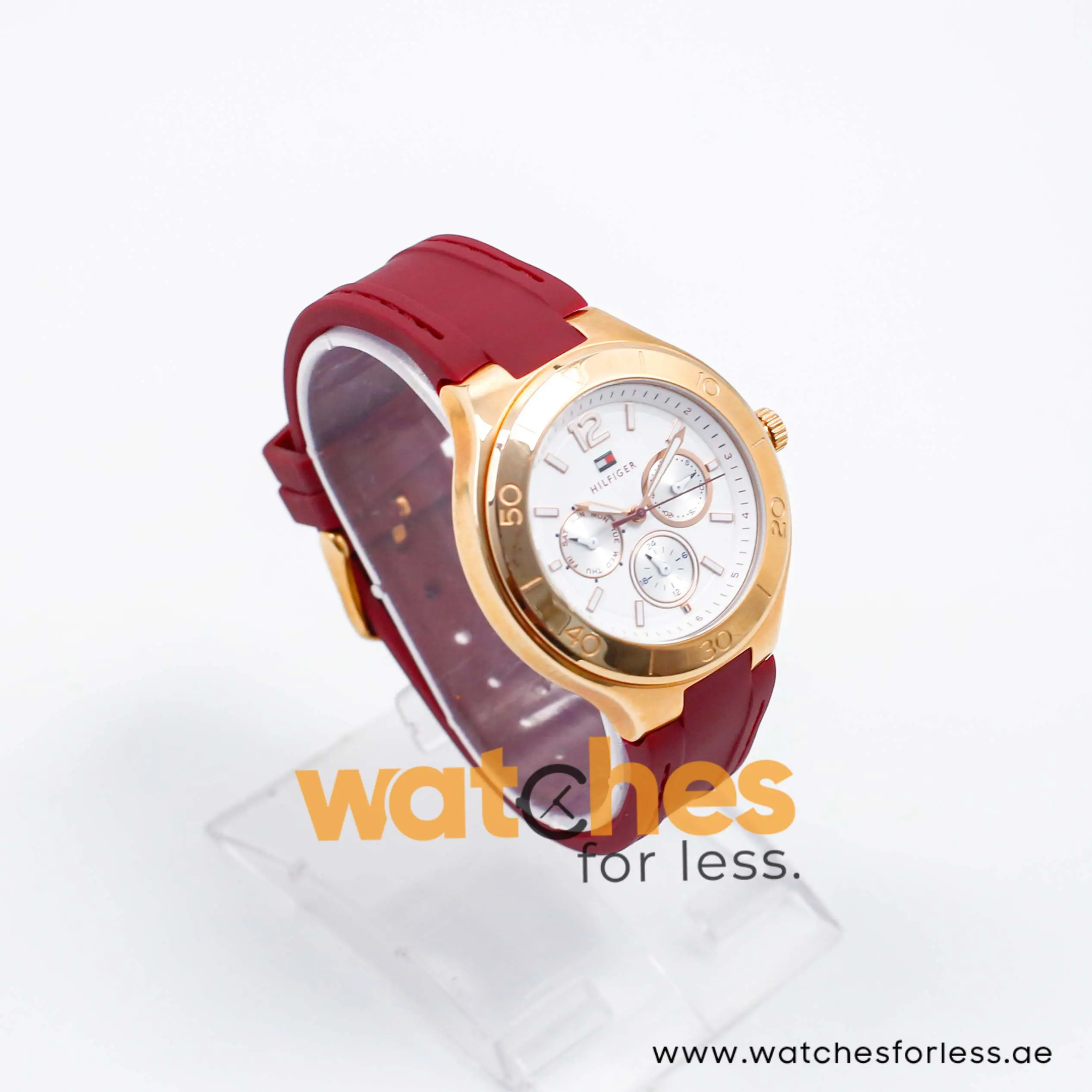 Tommy Hilfiger Women’s Quartz Maroon Silicone Strap White Dial 40mm Watch 1781331 UAE DUBAI AJMAN SHARJAH ABU DHABI RAS AL KHAIMA UMM UL QUWAIN ALAIN FUJAIRAH