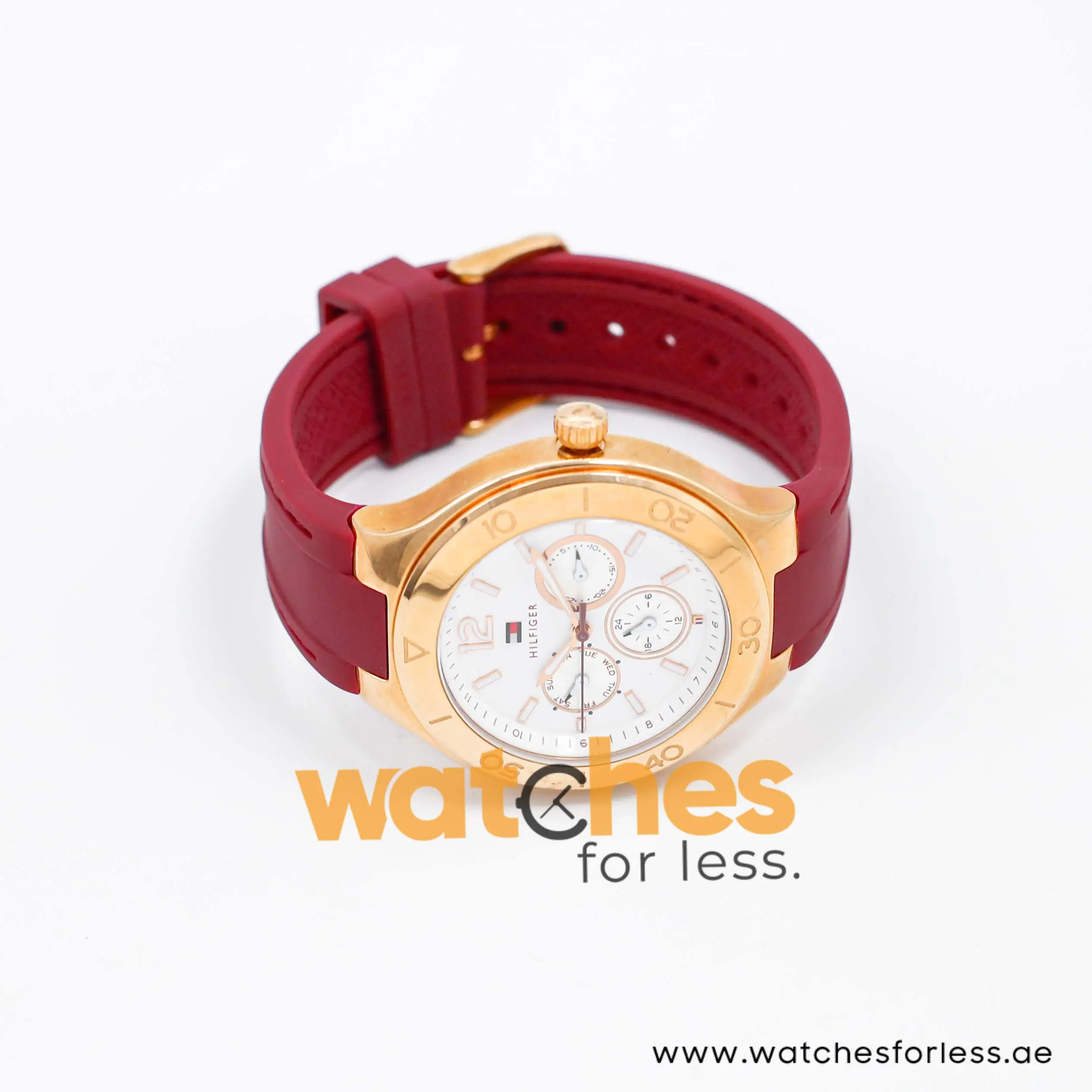 Tommy Hilfiger Women’s Quartz Maroon Silicone Strap White Dial 40mm Watch 1781331 UAE DUBAI AJMAN SHARJAH ABU DHABI RAS AL KHAIMA UMM UL QUWAIN ALAIN FUJAIRAH