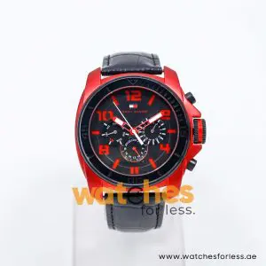 Tommy Hilfiger Men’s Quartz Black Leather Strap Black Dial 46mm Watch 1790775/1 UAE DUBAI AJMAN SHARJAH ABU DHABI RAS AL KHAIMA UMM UL QUWAIN ALAIN FUJAIRAH