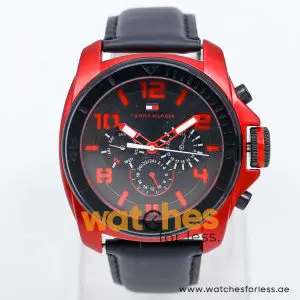 Tommy Hilfiger Men’s Quartz Black Leather Strap Black Dial 46mm Watch 1790775 UAE DUBAI AJMAN SHARJAH ABU DHABI RAS AL KHAIMA UMM UL QUWAIN ALAIN FUJAIRAH