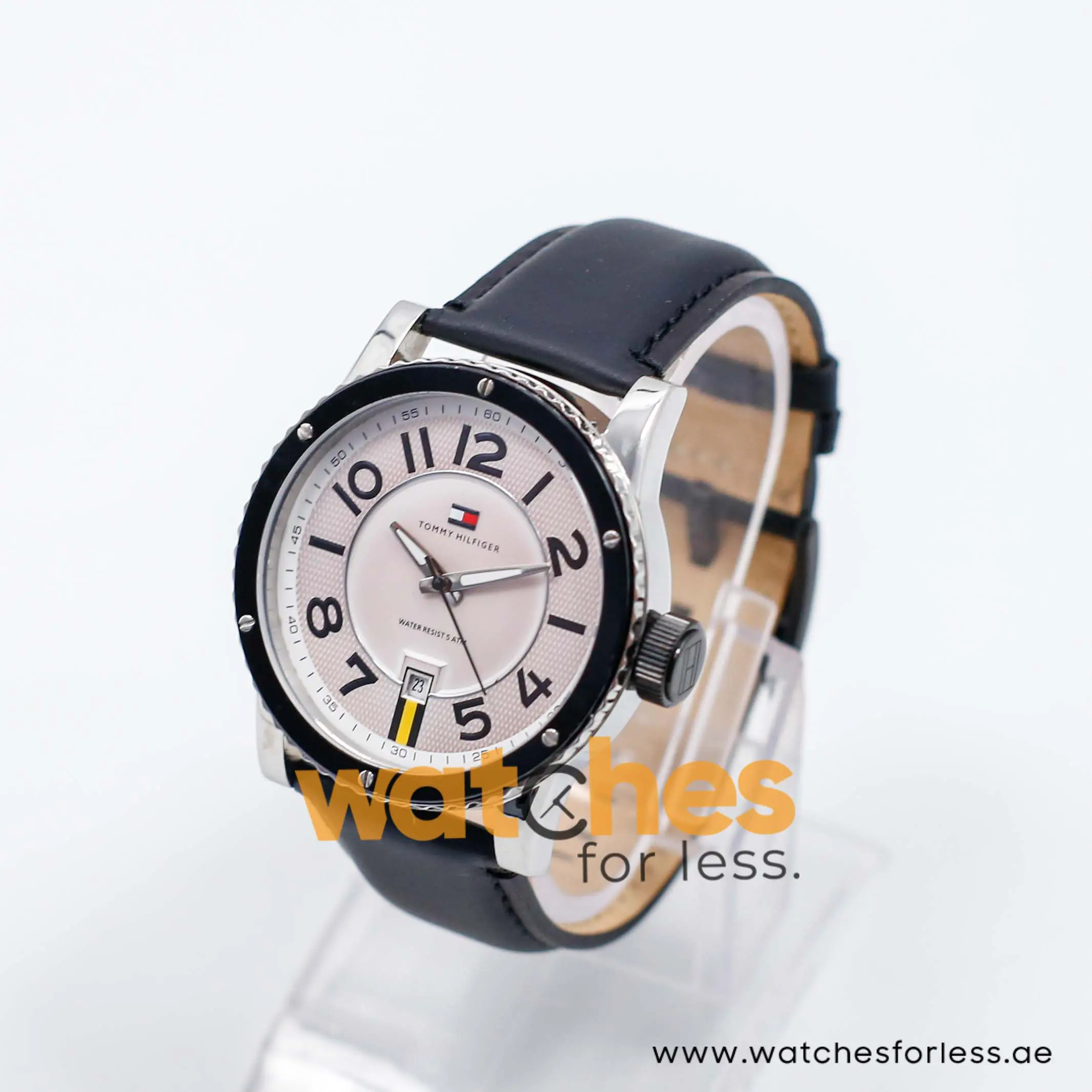 Tommy Hilfiger Men’s Quartz Black Leather Strap Light Pink Dial 44mm Watch 1790675/2 UAE DUBAI AJMAN SHARJAH ABU DHABI RAS AL KHAIMA UMM UL QUWAIN ALAIN FUJAIRAH
