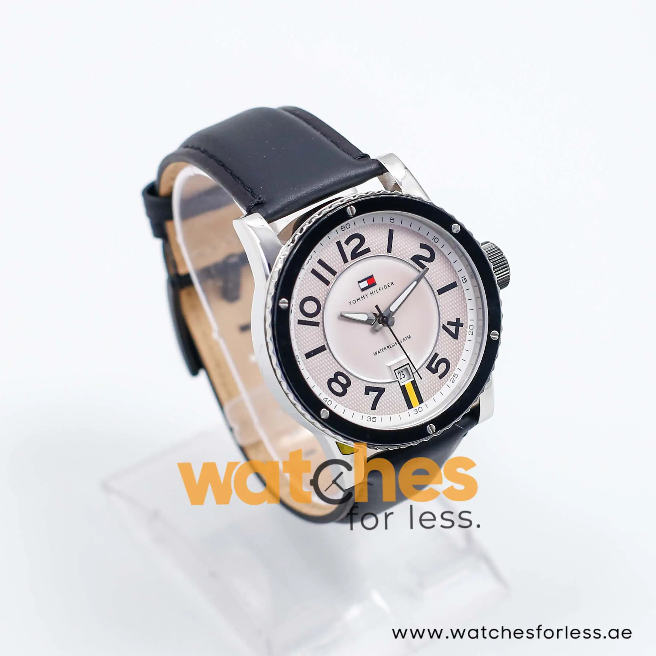 Tommy Hilfiger Men’s Quartz Black Leather Strap Light Pink Dial 44mm Watch 1790675/2 UAE DUBAI AJMAN SHARJAH ABU DHABI RAS AL KHAIMA UMM UL QUWAIN ALAIN FUJAIRAH