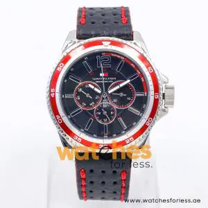 Tommy Hilfiger Men’s Quartz Black Leather Strap Black Dial 45mm Watch 1790662 UAE DUBAI AJMAN SHARJAH ABU DHABI RAS AL KHAIMA UMM UL QUWAIN ALAIN FUJAIRAH