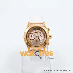 Lacoste Women’s Quartz White Leather Strap Rose Gold Dial 40mm Watch 2000831/1 UAE DUBAI AJMAN SHARJAH ABU DHABI RAS AL KHAIMA UMM UL QUWAIN ALAIN FUJAIRAH