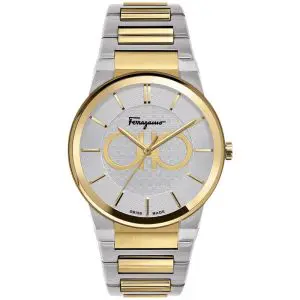 Ferragamo Swiss Made Quartz Two Tone Stainless Steel Silver Dial 41mm Watch SFHP520 UAE DUBAI AJMAN SHARJAH ABU DHABI RAS AL KHAIMA UMM UL QUWAIN ALAIN FUJAIRAH
