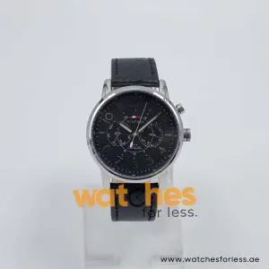 Tommy Hilfiger Men’s Quartz Black Leather Strap Black Dial 44mm Watch 1791083/1 UAE DUBAI AJMAN SHARJAH ABU DHABI RAS AL KHAIMA UMM UL QUWAIN ALAIN FUJAIRAH
