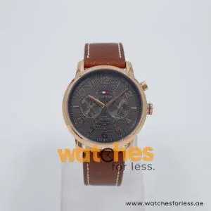 Tommy Hilfiger Men’s Quartz Brown Leather Strap Grey Dial 44mm Watch 1791084 UAE DUBAI AJMAN SHARJAH ABU DHABI RAS AL KHAIMA UMM UL QUWAIN ALAIN FUJAIRAH