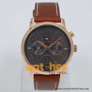Tommy Hilfiger Men’s Quartz Brown Leather Strap Grey Dial 44mm Watch 1791084 UAE DUBAI AJMAN SHARJAH ABU DHABI RAS AL KHAIMA UMM UL QUWAIN ALAIN FUJAIRAH