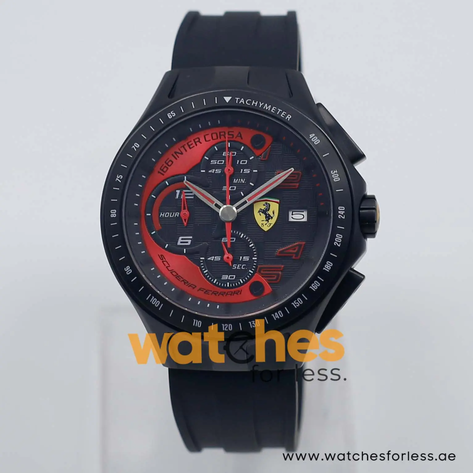 Ferrari Men’s Quartz Black Silicone Strap Black Dial 45mm Watch 0830077 UAE DUBAI AJMAN SHARJAH ABU DHABI RAS AL KHAIMA UMM UL QUWAIN ALAIN FUJAIRAH
