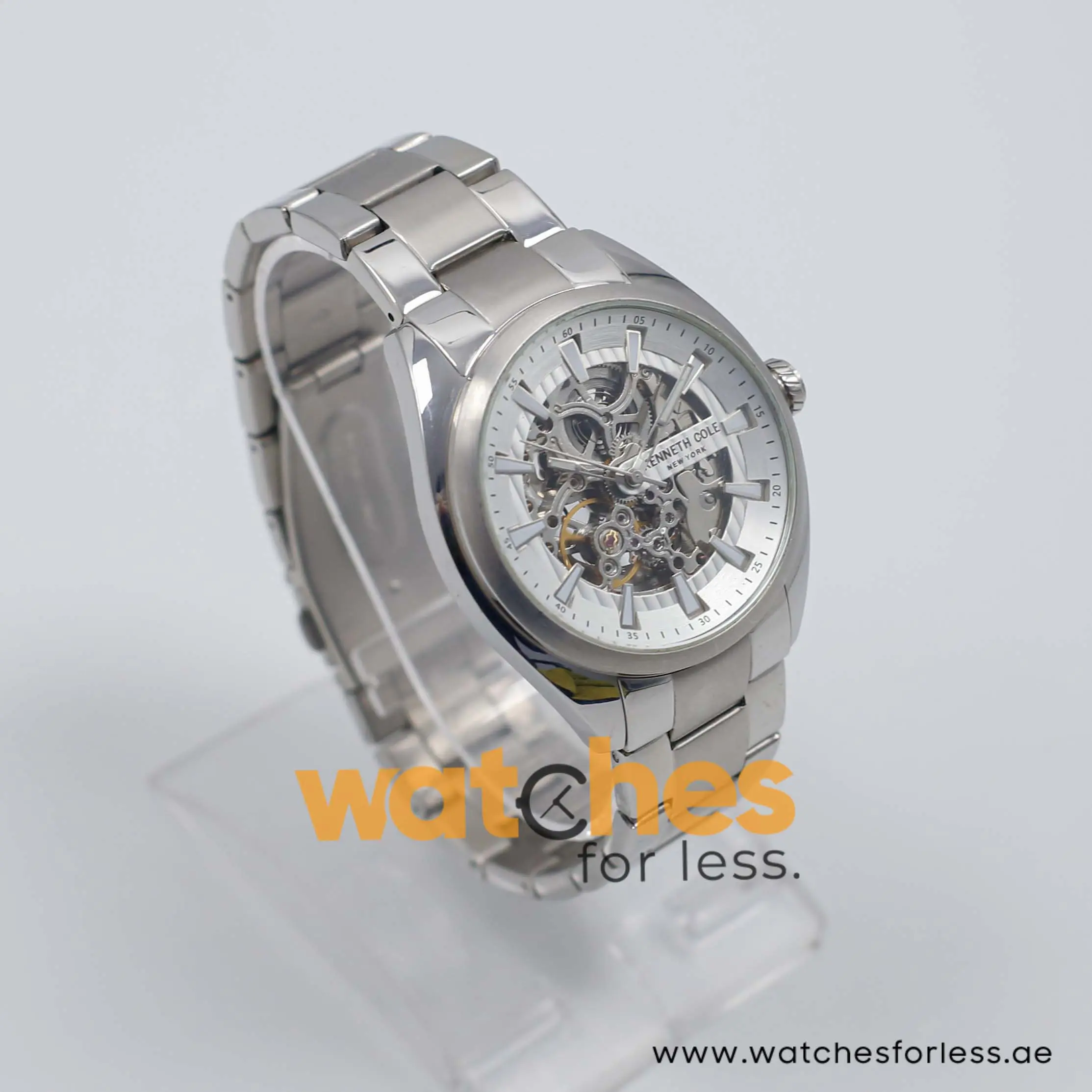 Kenneth Cole Men’s Automatic Silver Stainless White Skeleton Dial 42mm Watch 10030833