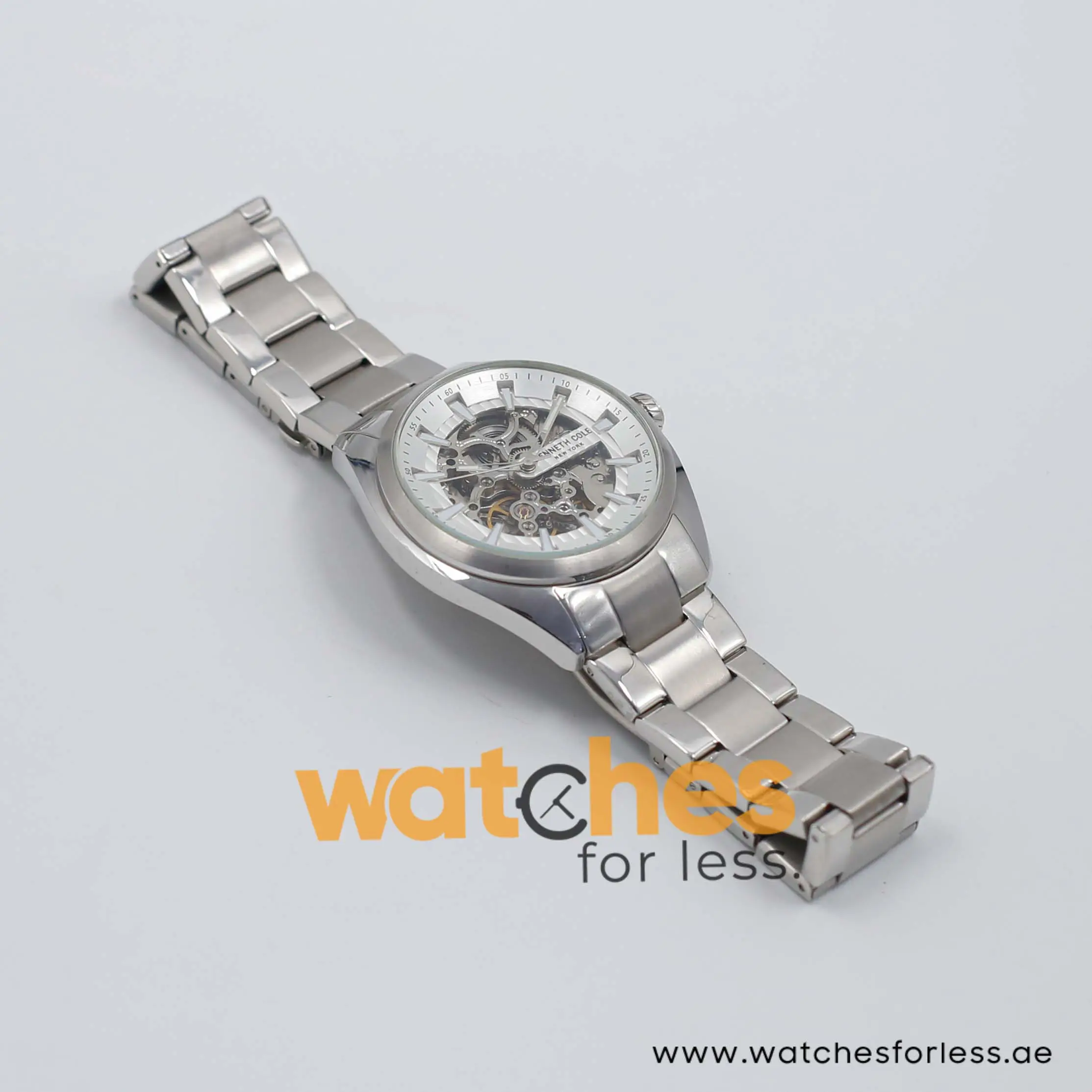 Kenneth Cole Men’s Automatic Silver Stainless White Skeleton Dial 42mm Watch 10030833